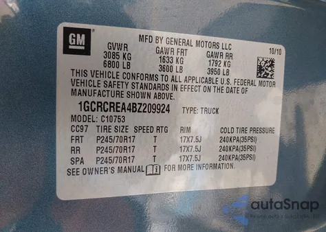 2011 Chevrolet Silverado 1500 Ls z USA, uszkodzony, nr VIN 1GCRCREA4BZ209924